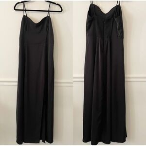 Abercrombie & Fitch Black Satin Maxi Dress Size M Sweetheart Slit Classy Sexy